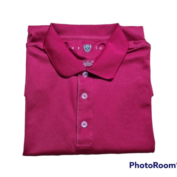 Nike Golf Mens Polo Shirt Fit Dry Sport Red Pro Size L - Picture 8 of 14